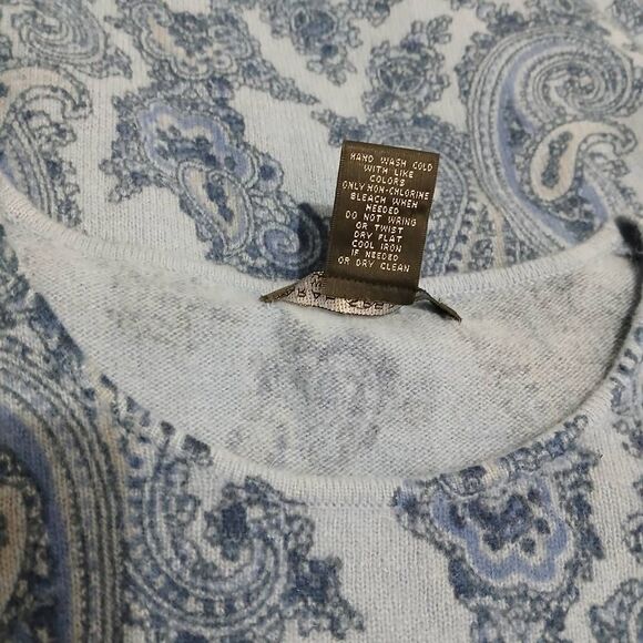 Sarah Spencer womens xl wool angora lightweight sweater paisley baby blue - Picture 6 of 8